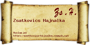 Zsatkovics Hajnalka névjegykártya
